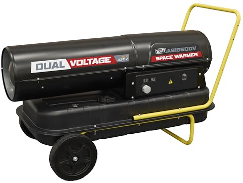 Sealey Dual Voltage Space Warmer Kerosene/Diesel Heater 185,000Btu/hr Space Warmer with Wheels – AB1850DV