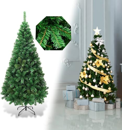 FANTASK - Albero di Natale artificiale 240 cm con supporto in metallo, con aghi in PVC, albero di Natale, albero artificiale ideale per negozi, casa, hotel e ufficio (verde)