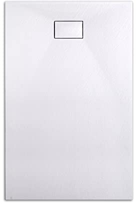 EMKE Receveur de douche 140 x 90 cm - Antidérapant - En SMC - 90 mm - Découpable - Rectangulaire - Blanc