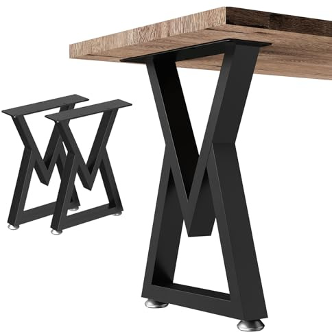 OUTBROS 2 Stück Tischbeine Metall Schwarz V Form Tischgestell Outdoor DIY Möbelfüße Bis 300kg für Couchtisch Sitzbank Schreibtisch Esstisch B30 x H41.5 cm, SZT01-V