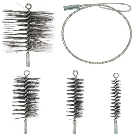HUAREW 5 PCS Cepillos para Caldera, Deshollinador de Chimeneas, Ideal para Limpiar Tuberías y Eliminar óxido, Incluye Cepillos de 30mm, 50mm, 80mm y 150mm para Chimeneas y Tuberías