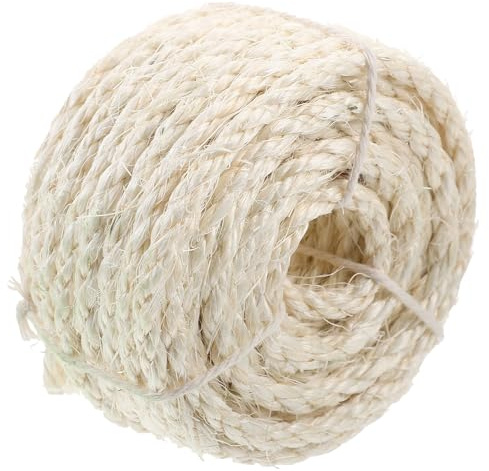 VILLCASE Natural Sisal Rope 6mm X 10m Wear-resistant Hemp Rope for Cat Tree Scratching Post Replacement, Sturdy DIY Cat Scratcher Cord for Kitten Climbing Tower Accessories