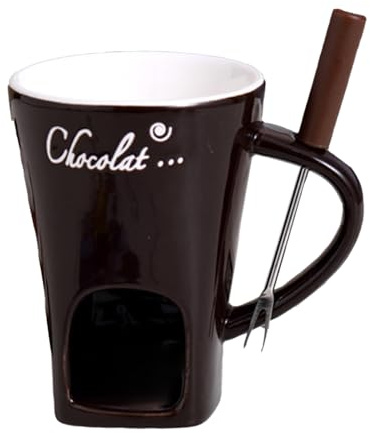 Generisch Schokofondue Tasse Inklusive Gabeln Und Kerzen, 8.3 * 11CM Keramik Käsefondue Set, Schokoladenfondue Tasse, Schoko Fondue, Mit Integrierter Wärmespeicherstruktur