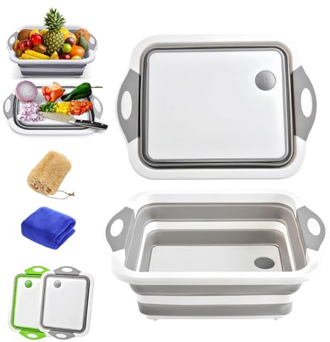 BBQ- & Meal-Prep-Fass | Zusammenklappbares Prep-Fass, Faltschüssel Camping, Faltbare Wanne für Outdoor-Aktivitäten Wie Camping und Wohnmobilreisen(Grau,M(39 * 29 * 12 cm))