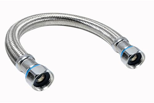 TTFLEX 24 Inch Water Heater Connector 3/4 Inch FIP x 3/4 Inch FIP Flexible Water Supply Line, Braided Stainless Steel Hose for Standard and Tankless Heater, Filter System, 1 PC