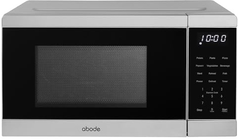 Abode 20 L beröringskontroll mikrovågsugn rostfritt stål 800 W med 5 effektnivåer och timerknapp och urtavla kontroll avfrostningsfunktion lätt att använda AMT2008SS