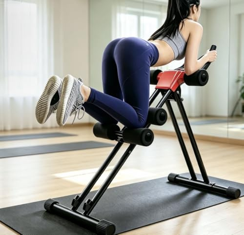Ab Machine Foldable Dual Track Ab Trainer Machine for Stomach Workout Equipment for Home Gym Strength Training Exercise Equipment for Full Body for Women