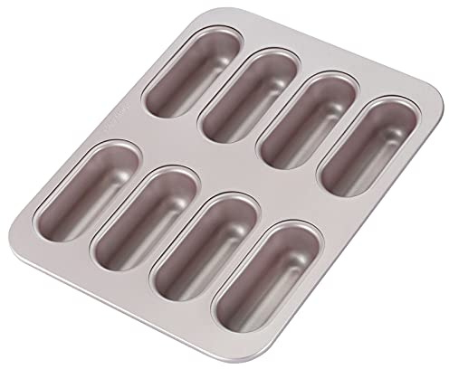 CHEFMADE Twinkie Kuchen Pan, 8-hohlraum Nicht-Stick Mini Hotdog-Geformt Muffin Backformen für Ofen und Instant Topf Backen (Champagne Gold)