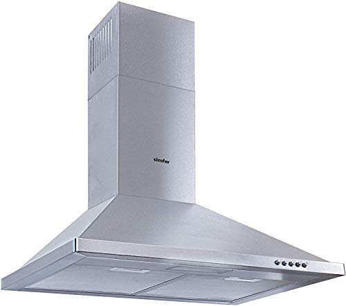 Simfer 60 cm Dunstabzugshaube 400 m³ /h, Edelstahl, Wandmontage Abzugshaube, Wandhaube, Abluft & Umluft, Doppelabluftschacht, LED-Beleuchtung CH 8662