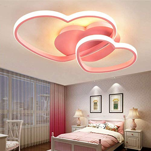 YZSJ Deckenleuchte LED Dimmbar Deckenlampe Modern Herz Acryl Kinderzimmerlampe Jungen Mädchen Deckenlicht Cartoon Kronleuchter Kinder Deckenlicht Innen Schlafzimmer Dekor Lamp,Rosa