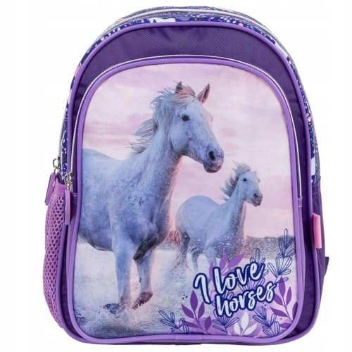Ragusa-Trade Pferde Fan Rucksack Kinderrucksack für Jungen und Mädchen mit Hauptfach und Getränkenetz, Verschiedene Motive