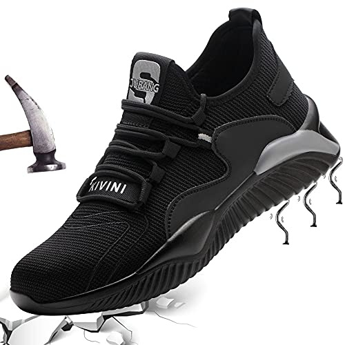 Säkerhetsskor för Män och Kvinnor - S3 Stålhätta Unisex Arbetsskor Sneakers 36-46EU, Svartgrå, 46 EU