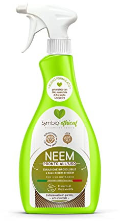 Symbioethical - NEEM, Pronto all'Uso, Emulsione Idrosolubile 100% Vegetale a Base di Olio di Neem e Eucalipto, per Agricoltura Biologica, Made in Italy, 1 Litro