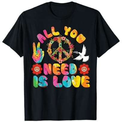 Tye Dye Peace Sign Women's 70s Tie Dye Hippie Peace Sign T-Shirt