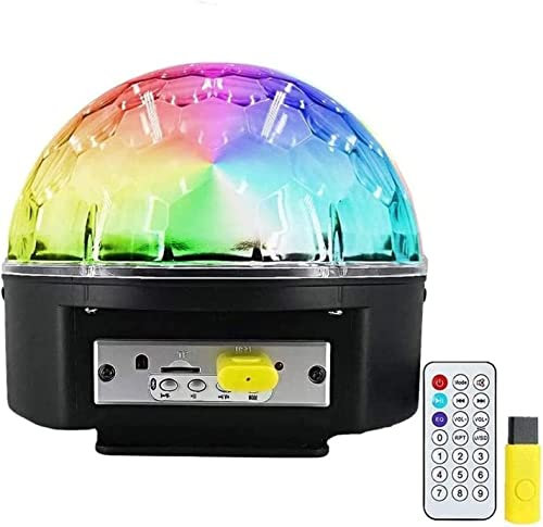 Corsehild Disco Ball Party Lights Bluetooth Stopaker, 7 pollici 2 Bass Speaker 9 Colori Light 4 Modes Tf Carta Mp3 Suono del giocatore attivato LED DJ Lampada da strobo stage con telecomando for la fe