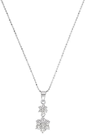 Amor Kette mit Anhänger 925 Sterling Silber Damen Halsschmuck, mit Zirkonia synth., 45 cm, Silber, Blume, Kommt in Schmuck Geschenk Box, 2024169