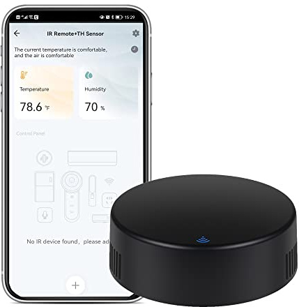【Smart IR Fernbedienung】 Universal WiFi Infrarot-Fernbedienung mit Temperatur-Feuchtigkeitssensor, App&Sprachsteuerung, 3in1 WiFi Thermometer Hygrometer, kompatibel mit Alexa, Google Assistant