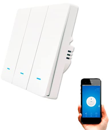 SMARTFY Interruptor WiFi Inteligente de Pared Sin Neutro compatible con Alexa, Google Home y Smart Life, iOS y Android, Programable – Smartfy (Triple Botón)
