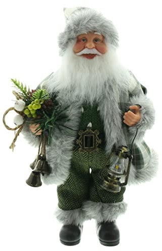 FRANK FLECHTWAREN Santa Laterne, Verschiedene Textilien, Kunstfell, Metallglöckchen, Polyester, Kunststoff Maße: Höhe 30 cm