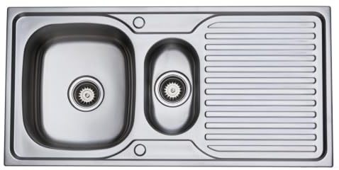 RUMO Prema 1.5 Bowl Stainless Steel Kitchen Sink Premium Quality Reversible with Drainer One & Half 1000mm x 500mm Inset Large Deep Bowl Includes Wastes & Plumbing Kit