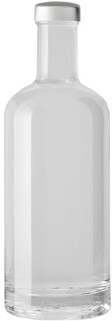 Pack 6PZ Bottiglie in vetro per acqua Basic 75cl. Trasparente con tappo Argento (6)