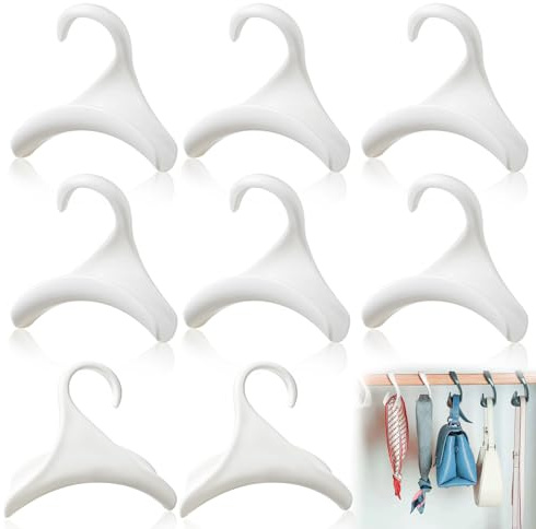 xiaowanwan 8 Pièces Crochet Sac à Main Penderie,Crochet pour Sac à Main Armoire,Cintres pour Sac à Main de Rangement,Accroche Organiser pour Sac Foulard Chapeaux (Blanc)