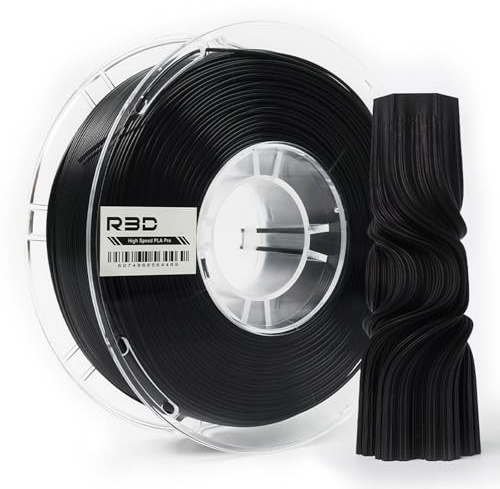 R3D Filamento per stampante 3D ad alta velocità, 1,75 mm, 1 kg, per stampa ad alta velocità da 30-600 mm/s, precisione dimensionale +/- 0,02 mm, bobina di plastica 1kg, compatibile AMS (Nero)