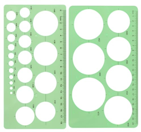 ZXUPOI 2 Pcs Kreisschablone zum Zeichnen Quilling Schablone Transparent Digitale Messschablonen Lineale für Büro und Schule BAU Schalung Zeichnungen Vorlagen