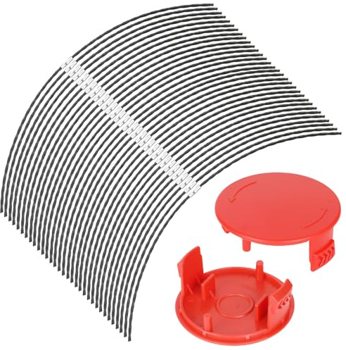 Eyoloty 32 Stück F016800431 Rasentrimmer Trimmerfaden für Bosch Home and Garden AFS 23-37 Freischneider,Extrastarker Faden Länge: 37 cm, Ø: 3,5 mm mit 2 Stück F016F04841 Spulenabdeckung