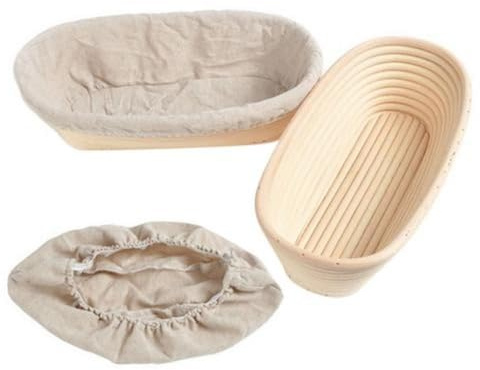 ULPro Gärkorb Zum Brotbacken Oval Gärkörbchen Für Brot Mit Leinenstoff Einlage, Gärkörbe Zum Brotbacken, Sauerteig Gärkorb Aus Natürlichem Rattan, Gärkorb Für Brot