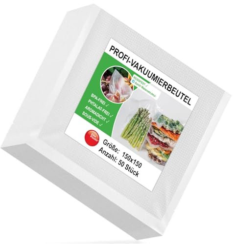 Elke-Plastic geprägte Vakuumierbeutel 50 Stück 15x15cm [extra stark] Profi Folienbeutel mit Wabenstruktur | BPA- & Phthalatfrei | Sous-Vide & kochfest für alle Vakuumierer | Gefrierbeutel