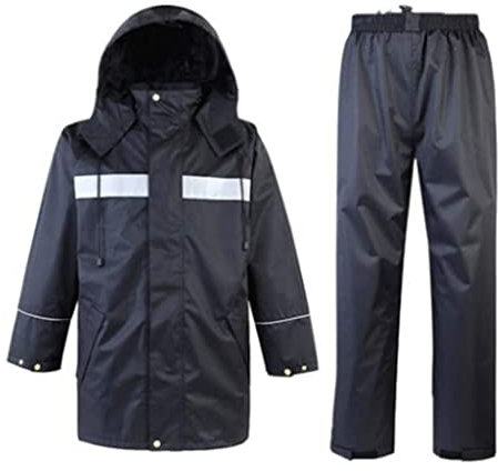 DRMEE Reflektierende Weste Sicherheitswesten Schwarze Sicherheit Jacke Oxford Stoff hoher Sicht Regenausrüstung Anzug im Freien reflektierende Arbeitskleidung im Freien Warnweste (Size : A_X-Large)