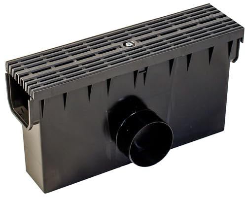 ScarMaxx Hofablauf Hofsinkkasten - Fangkorb A15 Gully Stegrost - Kompatibel mit dem 115-mm-System - Kunststoff - Polypropylen (PP) - 2 x Anschluss für KG-Rohr DN110 - Line Schwarz