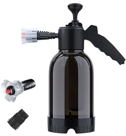 Snow Foam Pump Sprayer, Car Foam Sprayer, 2L Hand Pneumatic Foam Cannon Pressure Atomizer Pump Sprayer, 2 Types of Nozzle High/Air Pressure Washer for Window Cleaning Car Washing (Black)