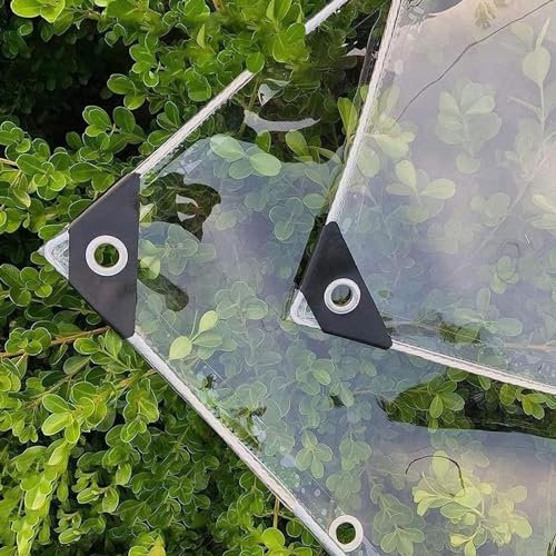 ZHUOZ1T Plane Durchsichtig für Außenbereich,Transparente PVC Wasserdichte Plane,Wasserdichte Plane,Abdeckplane für Gartenmöbel Pflanzen Gewächshaus Pet Hutch Dach,mit Ösen & Seil (1,5m x 2,4m)