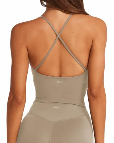 Danysu Sport BH Damen Ohne Bügel Crossback Gepolstert Fitness Sport Top | Longline Sport-BH mit Gekreuzten Trägern, Gepolstertes Stretch Tanktop für Workout, Yoga, Gym, Laufen
