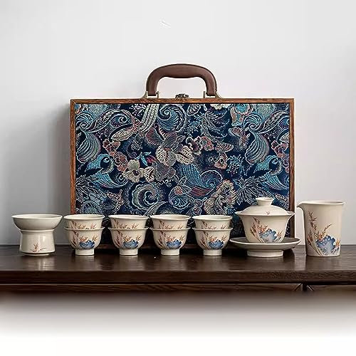 DDKYHU Set da tè Giapponese Set da tè Set da Tazza da tè Set da tè Cinese Kung Fu in Ceramica, teiera e Tazza da tè Confezione Regalo per incontrare Ospiti interessanti