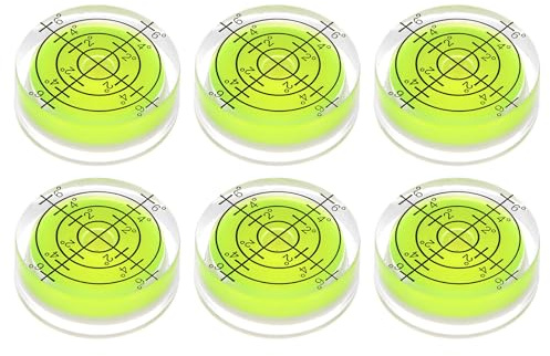 QUARKZMAN 6 Piezas Nivel de Burbuja Redonda de 32x12 mm Mini Nivel de Burbuja Espiritual Circular Bullseye para Nivelar Cámara Trípode Taller Tocadiscos Marco de Imágenes, Lima.