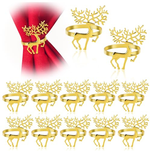 Juego de 12 servilletas de renos de Navidad, rondas de toalla para Navidad, cena, boda, fiesta, cumpleaños, decoración de mesa