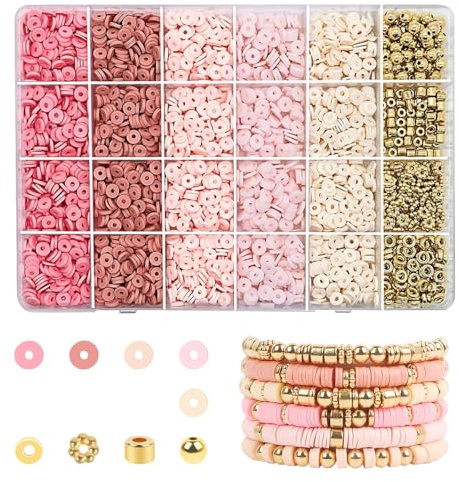 2780 stycken lerpärlor för armband, pärlarmband tillverkningssats, gör-det-själv pärlor, polymerpärlor, färgglada pärlset för smyckestillverkning
