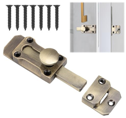 Loquet Porte, Verrou de Porte Coulissante Loquet 3 Pouces (7,5 cm) en Laiton Serrure Portail Interieure/Extérieure avec Vis Pour Fenêtre, Placard, Jardin (Style Rétro)
