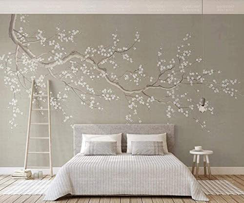 Papel Pintado Pared 3D Flor De Ciruelo Retro Zen Fotomurales 3D Dormitorio Papel Tapiz Moderno Murales 250x175cm -SQ1092