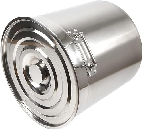 JUDEMII Olla de acero inoxidable de 70 litros grande con base engrosada, ollas de sopa con asas y tapa, ollas altas de pulido fino para hoteles, restaurantes, cocinas