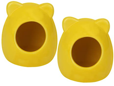 WOONEKY 2stücke Hamster Keramik-Nest Für Sommer-kühlung Niedliches Ohr-Design Großes Haustiernest Für Kleine Tiere Für Schlaf Und Entspannung Zufällige Farben