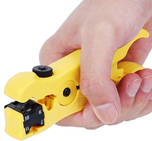 Pince à Dénuder Trio Couteau Dénudeur de Fil, Pince Coupe-câble Coaxial à Capuche Dépouille sans Effort les Fils, Outil pour Peaux à Usage Domestique et Professionnel
