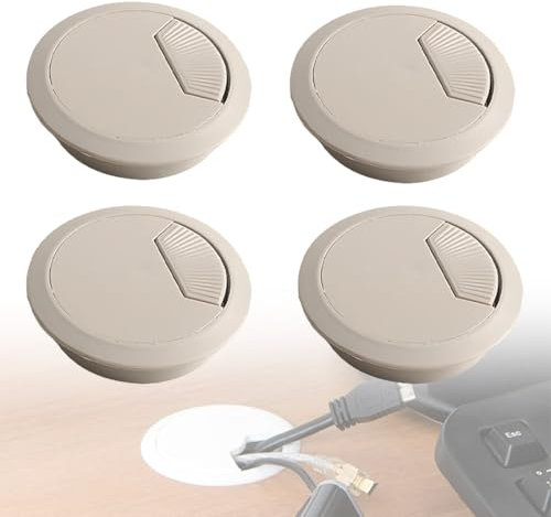 4 Pezzi Passacavi Scrivania, Passacavi per Scrivania Rotondi, 60MM Incastrare Copri Foro di Copertura, Tappo Passa Cavi e Fili per Tavoli, Per Casa e Tavolo ddell’ufficio (Marrone Chiaro)