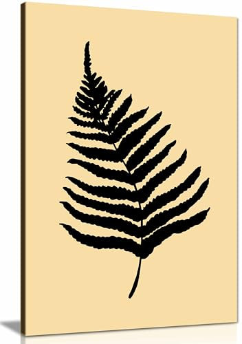 Gerahmter Kunstdruck auf Leinwand, Farn 02, für Wände, Schlafzimmer, Wohnzimmer und Badezimmer, 46 x 31 cm, Gelb