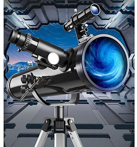 Teleskope für die Astronomie, Astronomisches Teleskop mit 700 mm Brennweite, einstellbar, ideales Teleskop für Anfänger, Kinder und Erwachsene mit Stativ und Telefonhalterung (Vit F) (Schwarz F)