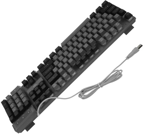 Angoily Clavier Mécanique Gamer Filaire à 104 Touches RGB Rétroéclairé Noir Touches Suspendre et Support Pliable Haute Performance