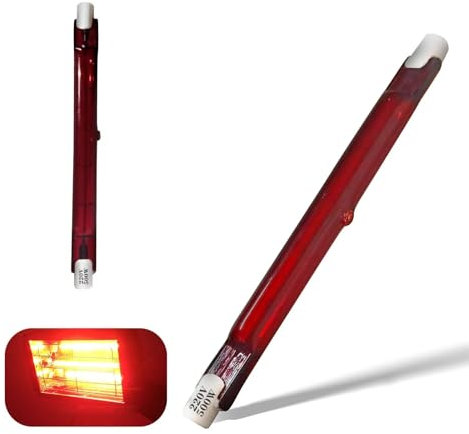 Infrarotlampe 500W, R7S Halogenstab Dimmbar, Infrarot Heizlampe 118mm 500W, Halogenstäbe 500LM, 230V Quarz Halogen Lampe Infrarot Wärmelampe Rot Halogenstablampe, kein Flimmern, 10mm Ø, 2 Stück